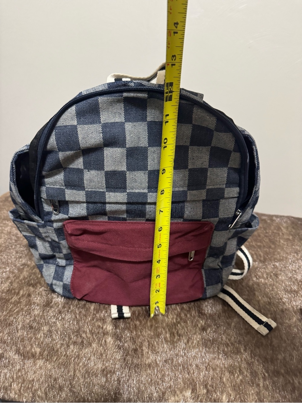 Blue Checkered Mini Backpack - Picture 4 of 5